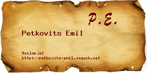 Petkovits Emil névjegykártya